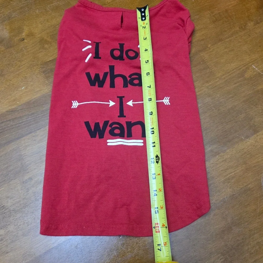I Do‎ What I Want Pet Dog Shirt Red Graphic  Top Size L Fits Small to Medium Dog